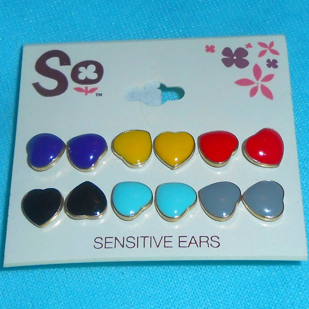 Free w/$15+ purchase SO Hearts 6 colors Post Earrings for Sensitive Ears